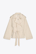 Cropped Trenchcoat mit Gürtel im Reversekragen