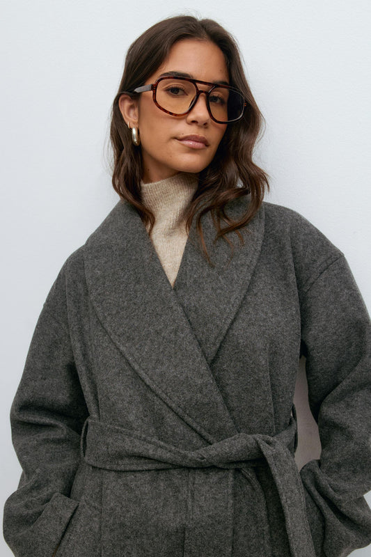 Shawl collar long coat