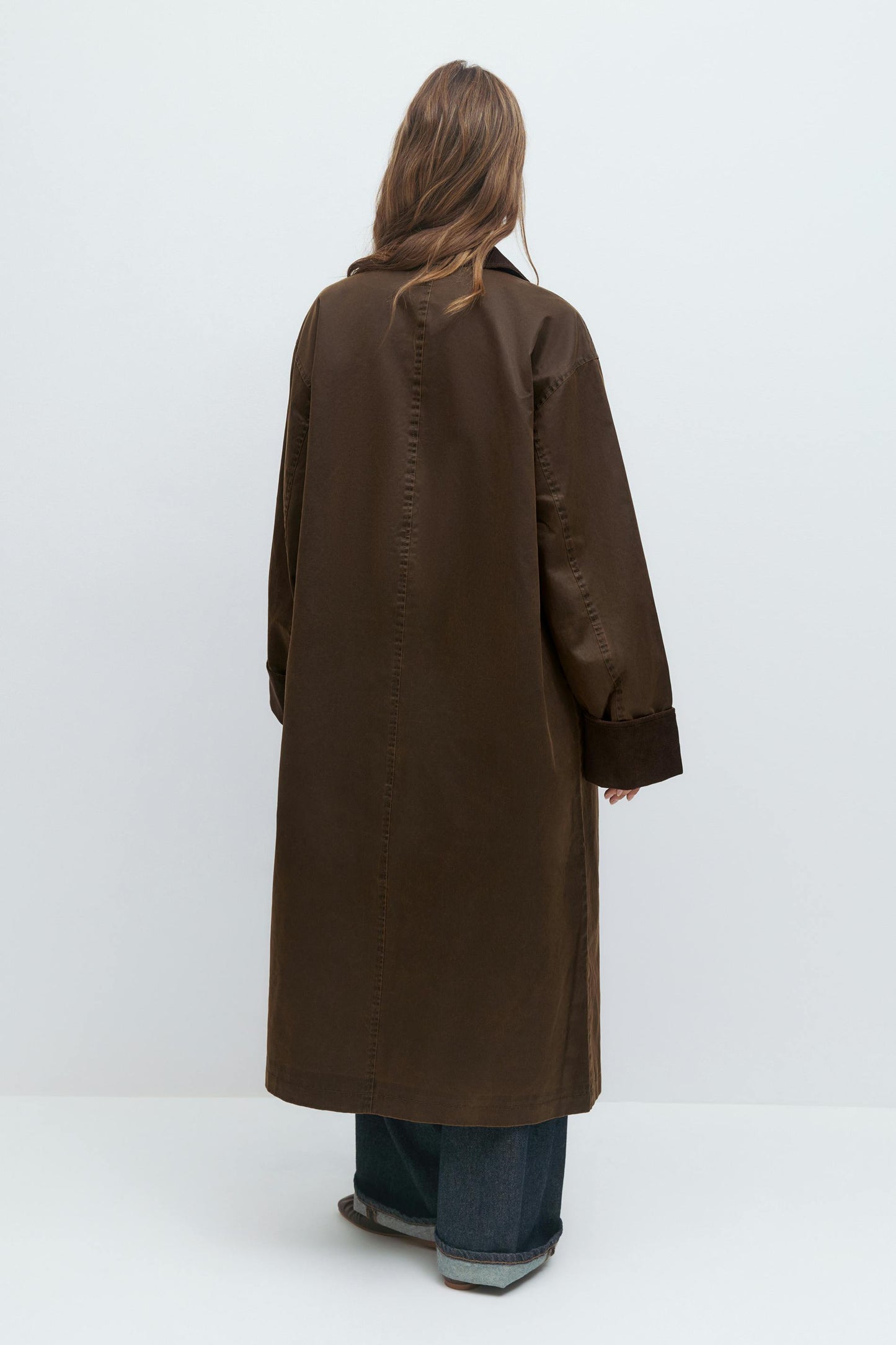 Waxed long jacket